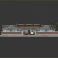 Traditional Chinese Courtyard House With Red Tiled Roofs Brick Walls And Green Plants Structure