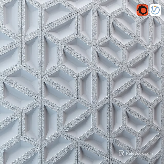 3D Geometric Pattern Textured Wall In Light Gray For Modern Decor 3d model 