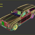 Black Luxury Limousine With Extended Body Chrome Grille And Red Interior