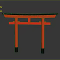 Traditional Japanese Red Torii Gate Wooden Structure With Black Top And Base