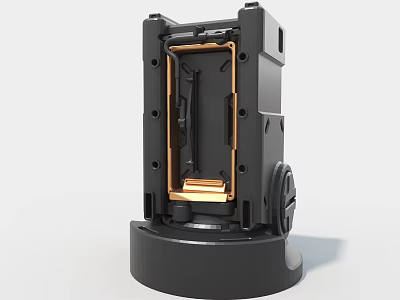 Industrial Equipment Black With Gold Metal Structure And Mobile Wheels For Industrial Use 3d model