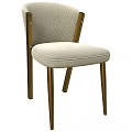 Upholstered Single Chair With Modern Design Textured Backrest And Wooden Legs