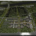 Aerial View Master Plan of Urban Area with River Road Network and Building Layout