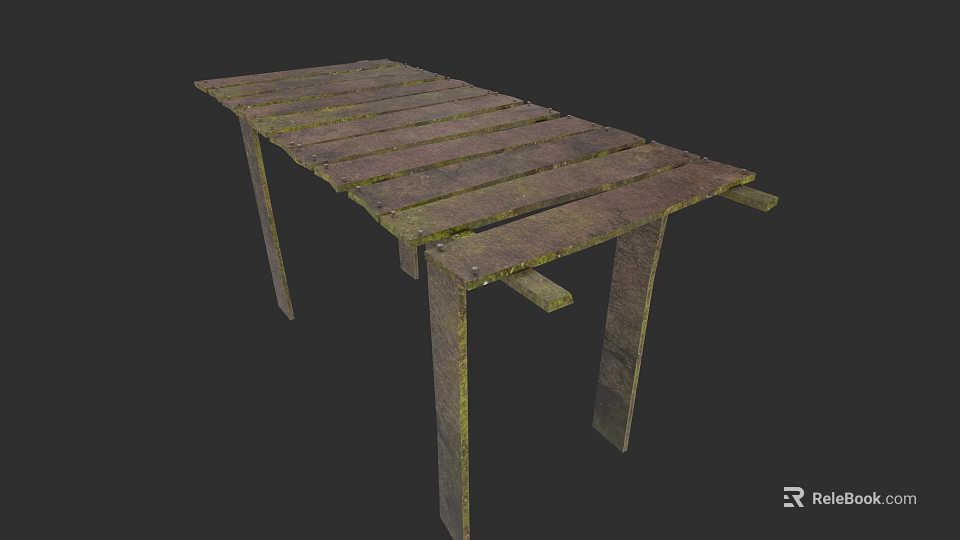 Old Rustic Wooden Table With Weathered Planks And Natural Texture 3d model 