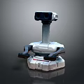 3D Model Mechanical Robot Character With Dual Eye Head Cylindrical Body And Metallic Square Base 3d model