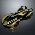Golden Supercar With Sleek Aerodynamic Design Rear Wing And Alloy Wheels