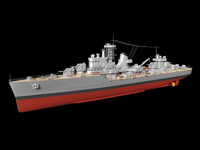 Overhead U.S. Japanese-Greek-French destroyer light patrol history model