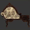 Classical Carved Wooden Chaise Lounge With Floral Upholstery And Side Table