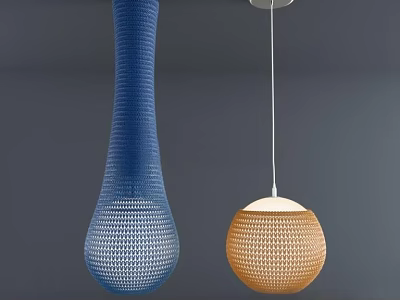 Blue Woven And Orange Spherical Pendant Lights For Modern Interior Design 3d model