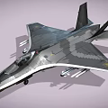Modern Stealth Fighter Jet 3D Render With Gray Camouflage And Weapon Mounts 3d model