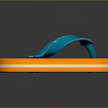 Orange Sole Flip Flops With White Stripe And Blue Strap Design 3d model