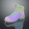 Fashionable High Top Iridescent Boots With Gradient Colors And Transparent Sole