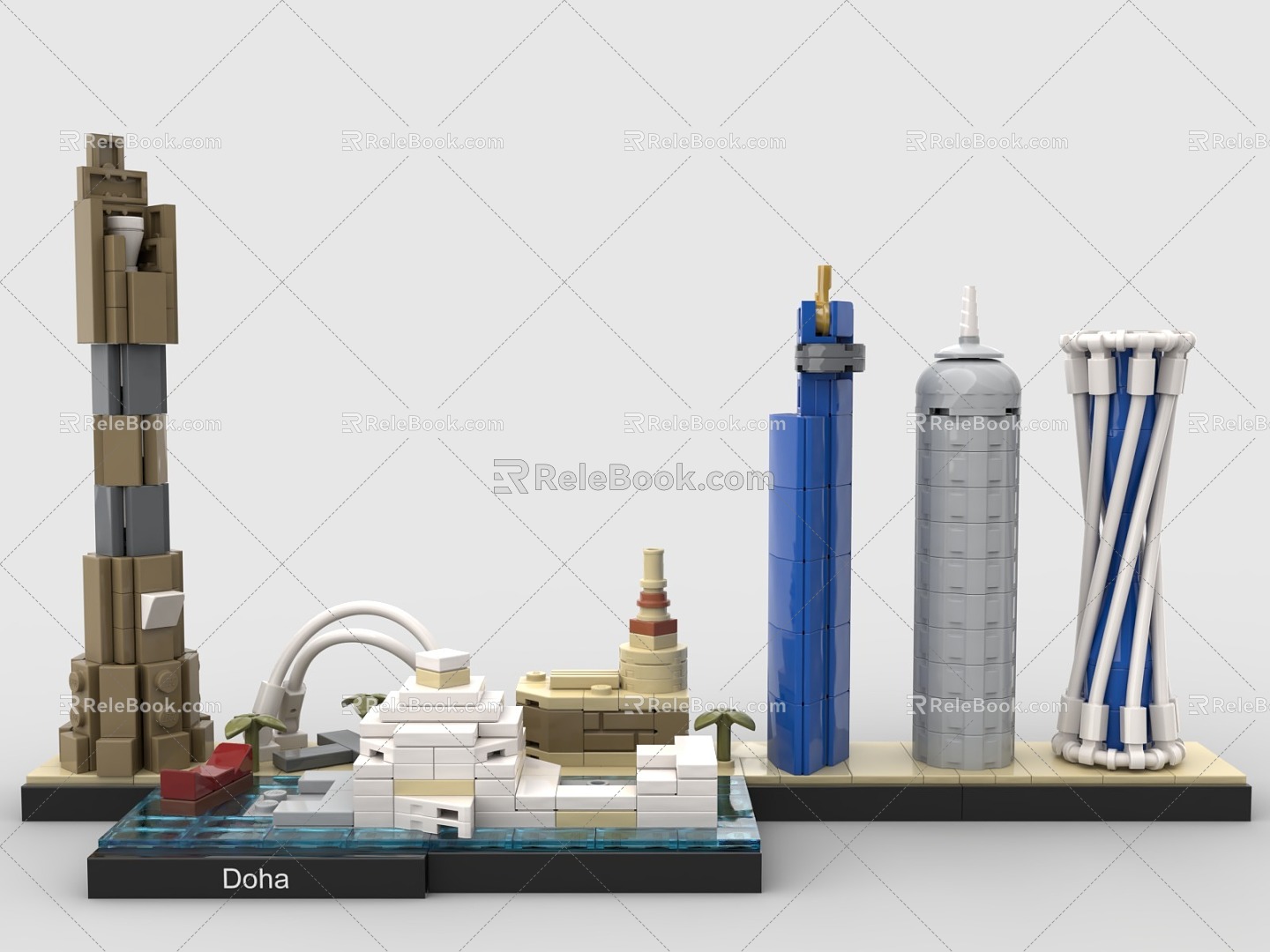 LEGO toy blocks city skyline complex doha 3d model