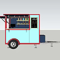 Stylish Mobile Food Truck With Red White Exterior Menu Board And Shelves