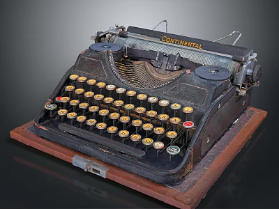 Vintage Typewriter Classic Mechanical Keyboard With Retro Design For Home Decor 3d model