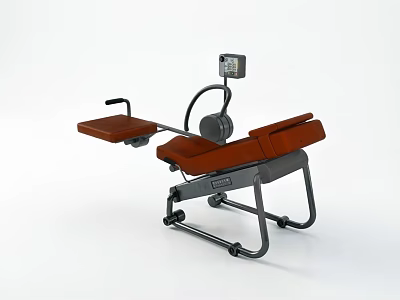 Professional Medical Examination Table With Brown Cushion Black Frame Adjustable Backrest And Integrated Monitor 3d model