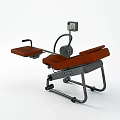 Professional Medical Examination Table With Brown Cushion Black Frame Adjustable Backrest And Integrated Monitor