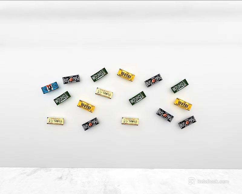 Vibrant Assorted Colorful Small Badges And Labels On White Background 3d model 