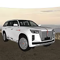 White Elegant SUV with Distinctive Front Grille and Red Accent Stripe in Mountain Gravel Setting
