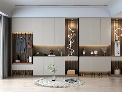 Modern Luxury Entryway Shoe Cabinet Interior Design With Clothing Hanging Area Decorations And Storage 3d model