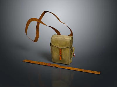 Green Canvas Crossbody Bag With Brown Leather Straps For Daily Use 3d model