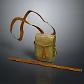 Green Canvas Crossbody Bag With Brown Leather Straps For Daily Use