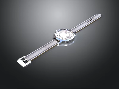 Silver Metallic Watch With Sleek Design Round Dial And Comfortable Strap 3d model