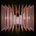 Modern Wooden Landscape Pavilion With Lattice Screens And Sunset Sky Backdrop