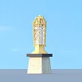 Golden Lighthouse Design Outdoor Light With Black And Beige Base Decorative Top