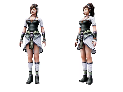 Game And Movie Character With Black Top White Skirt Decorative Belt And Boots 3d model