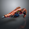 Futuristic Sci Fi Weapon With Orange Exoskeleton And Blue Energy Core Structure
