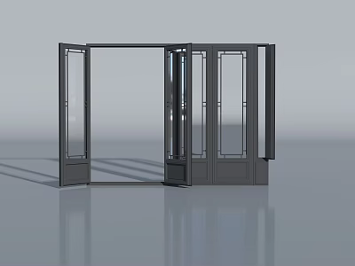 Modern Sliding Doors With Glass Panels And Metal Frames For Interior Partition Design 3d model