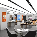Modern Shopping Mall Retail Store with Open Layout Display Tables Chairs Shelves and Products