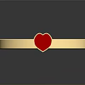 Elegant Golden Bangle With Red Heart Decoration And Smooth Polished Surface