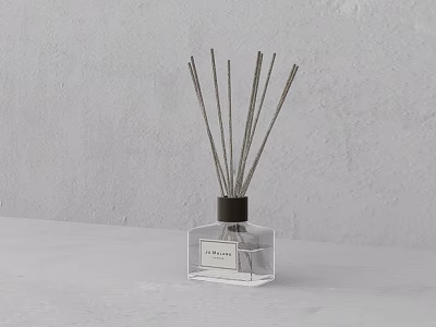 Aromatic Reed Diffuser In Square Glass Bottle With Minimalist Label And Neutral Background 3d model
