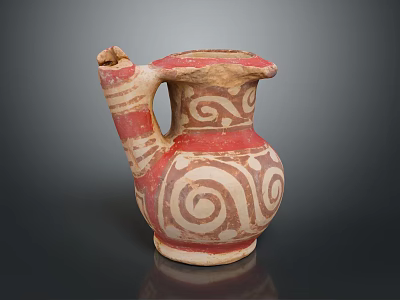 Traditional Ceramic Vase As Decorative Furniture Accent With Red White Swirl Patterns 3d model