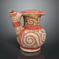 Traditional Ceramic Vase As Decorative Furniture Accent With Red White Swirl Patterns