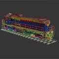 Blue and Yellow Train Model Featuring Detailed Wheels and Railings Design