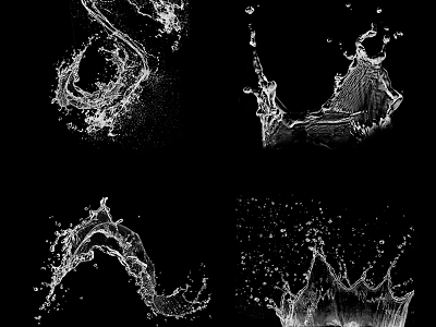 Stylish Garden Ornament Designs With White Water Splashes On Black Background 3d model