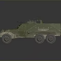 Green Military Tank With Six Wheels And Top Mounted Weapon Design