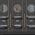Modern Bathroom Design With Illuminated Round Mirrors And Wall Mounted Washbasins