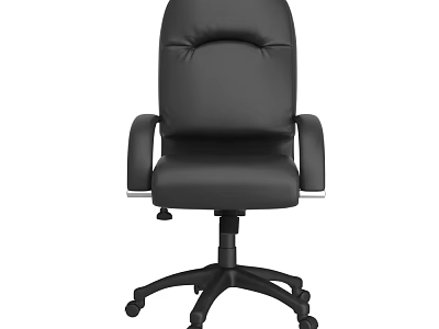 Black Leather Office Chair With Padded Back Adjustable Arms And Swivel Base 3d model