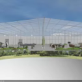 Spacious Glass Roof and Walls Leisure Area with Ping Pong Table Chairs and Plants