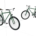 Two Green Classic Bicycles With Vintage Design Brown Seats And Black Tires