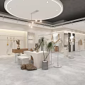 Modern September Clothing Storefront With Glass Windows Display Racks And Chandeliers
