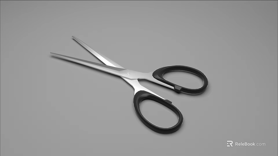 Stainless Steel Scissors Featuring Silver Blades And Black Handles For Everyday Use 3d model 