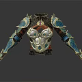 Decorative Fantasy Armor With Blue Silver Design Shoulder Arm Guards And Chest Ornament Detailed Elements