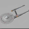 Space Exploration Starship Model With Disc Hull Twin Engines Red Lines And NCC 1701 Markings
