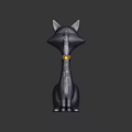Purple Sparkling Cat Shaped Decorative Figurine With Curled Tail Bell And Glowing Base
