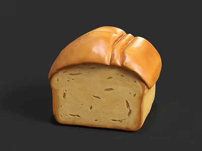 Golden Brown Bread Loaf With Shiny Crust Soft Interior And Fresh Baked Texture 3d model